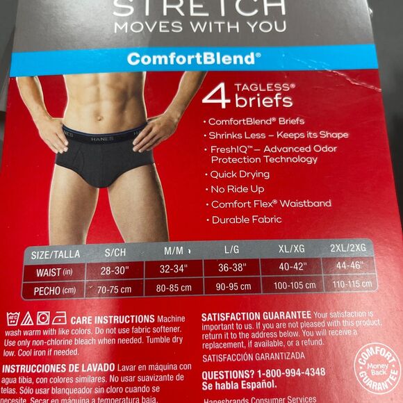 Hanes Men's Underwear Briefs Tagless 2XL 44/46 Comfort Blend Gray Black Lot of 2 - Picture 5 of 5